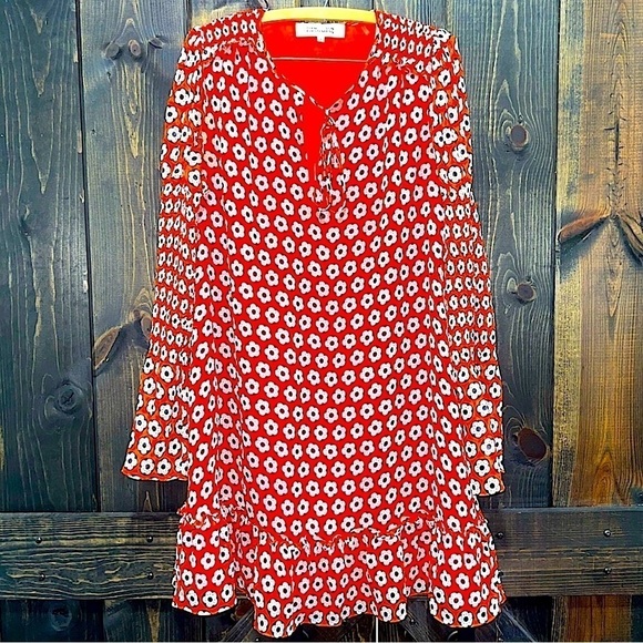 Diane Von Furstenberg Silk Dress S Desert Poppy Flared Bell Vintage Hippie Boho - Picture 1 of 13